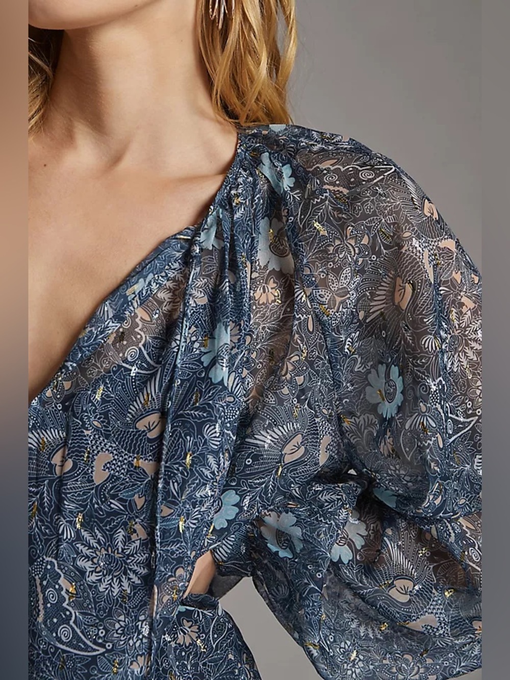 Anthropologie Let me be sheer puff sleeve blouse sz xs - Picture 3 of 10